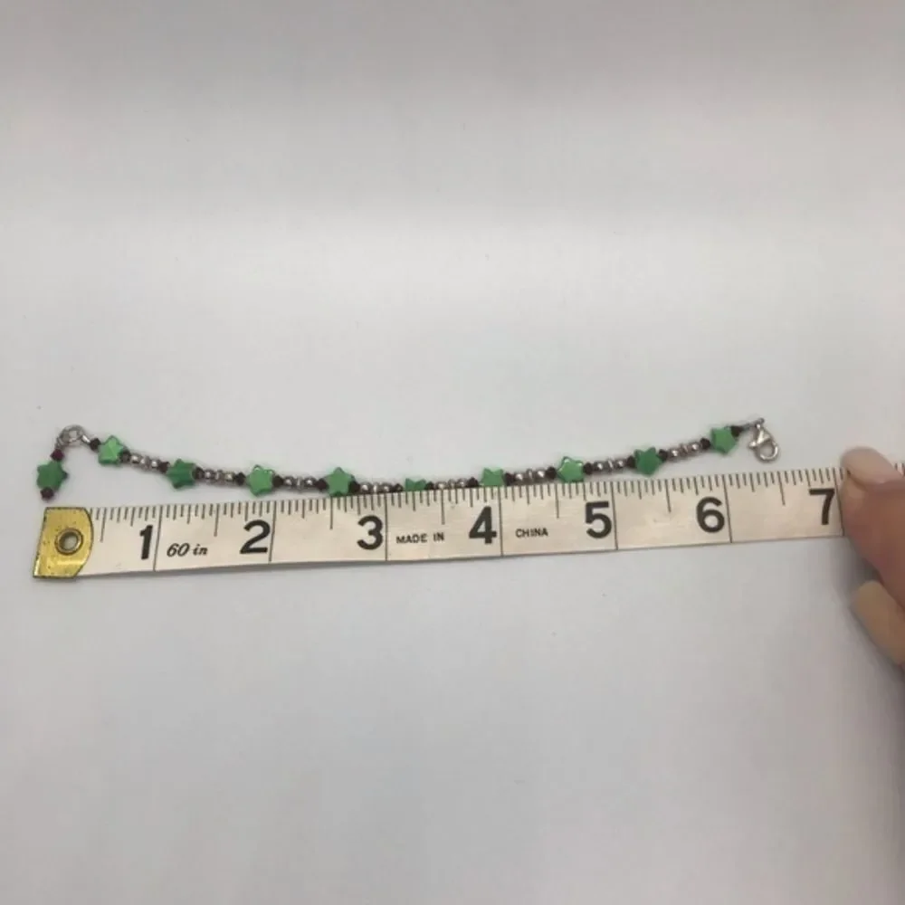 Sterling Christmas Green‎ Star Bracelet